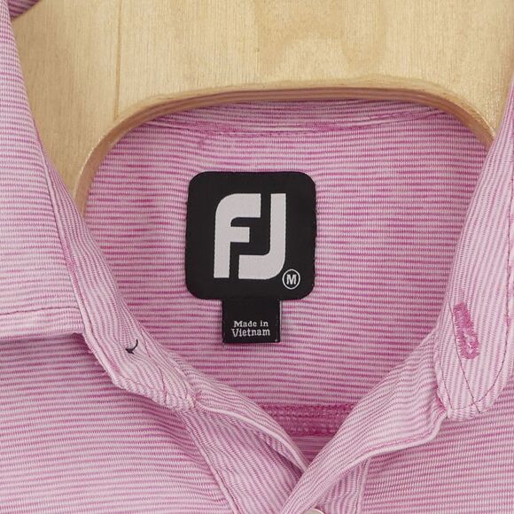 FootJoy Polo Shirt Pink Stripe Contrast Stitching No Embroidery Men's Medium M - Picture 2 of 6